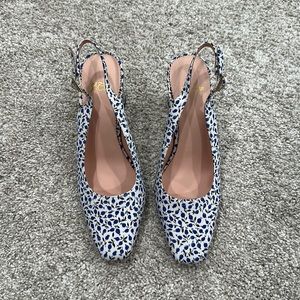 NWOT jcrew white with blue flower heels